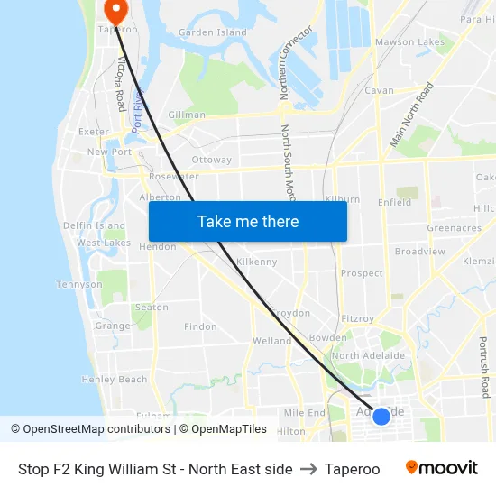 Stop F2 King William St - North East side to Taperoo map