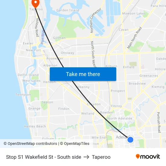 Stop S1 Wakefield St - South side to Taperoo map