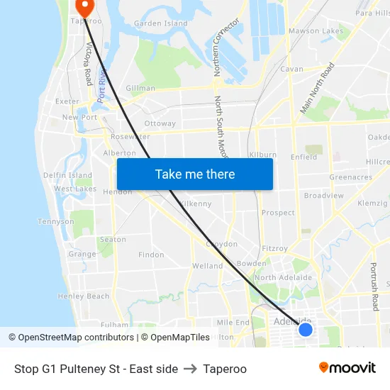 Stop G1 Pulteney St - East side to Taperoo map