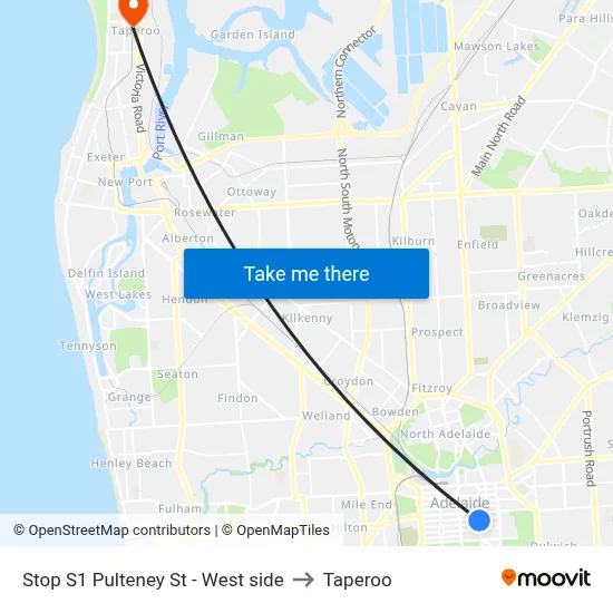 Stop S1 Pulteney St - West side to Taperoo map