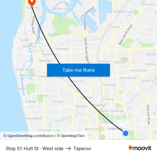 Stop S1 Hutt St - West side to Taperoo map