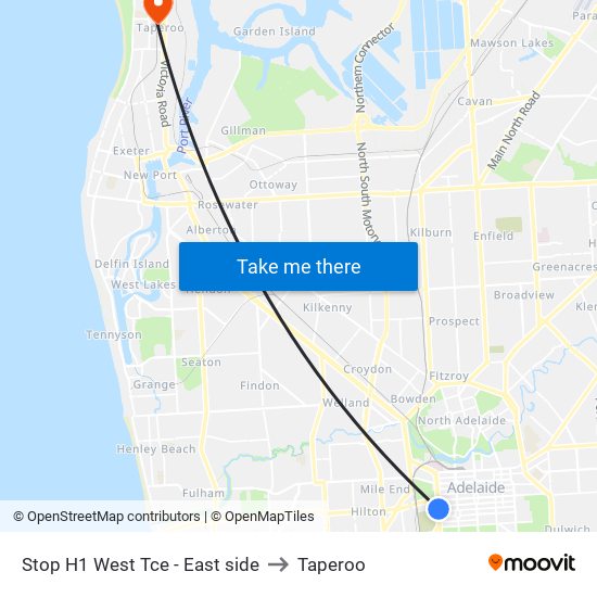 Stop H1 West Tce - East side to Taperoo map