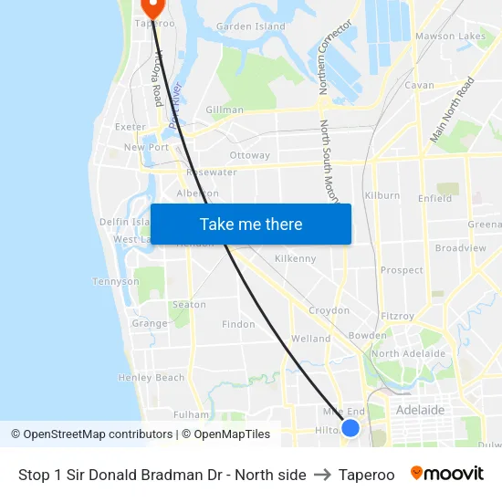 Stop 1 Sir Donald Bradman Dr - North side to Taperoo map
