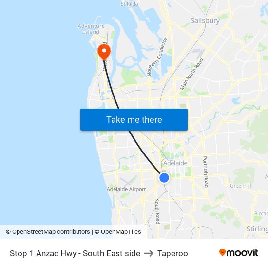 Stop 1 Anzac Hwy - South East side to Taperoo map