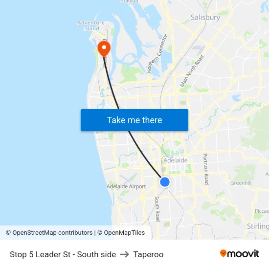 Stop 5 Leader St - South side to Taperoo map