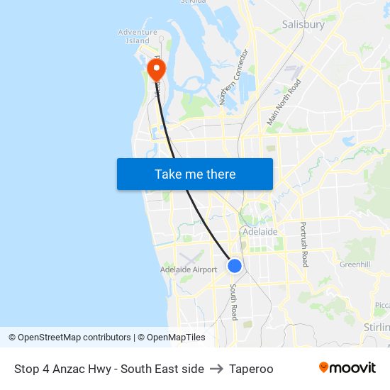 Stop 4 Anzac Hwy - South East side to Taperoo map