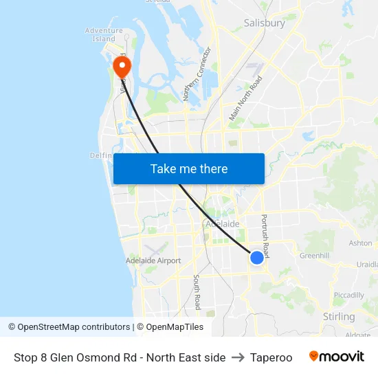 Stop 8 Glen Osmond Rd - North East side to Taperoo map