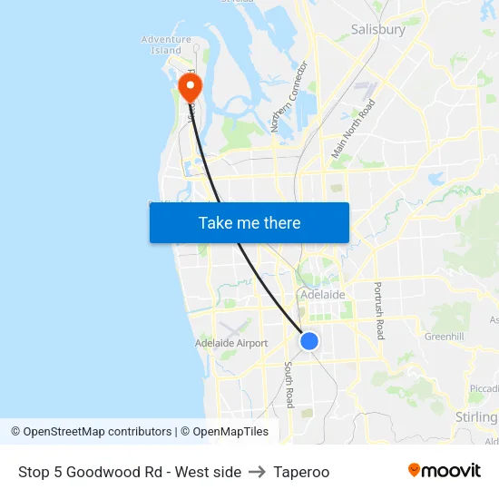 Stop 5 Goodwood Rd - West side to Taperoo map