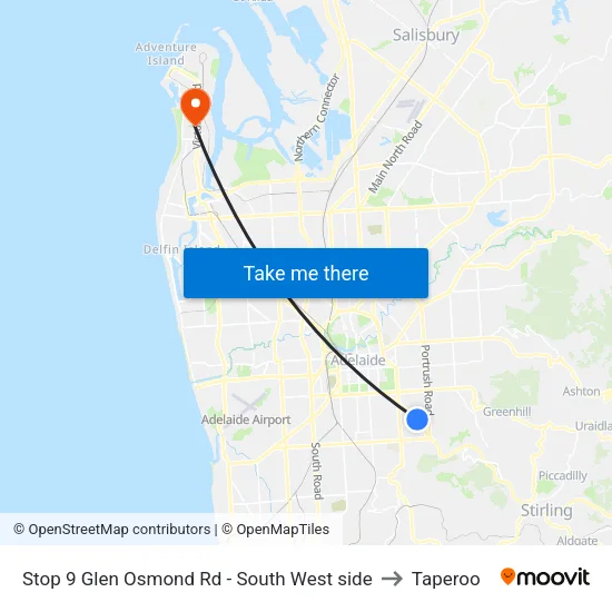 Stop 9 Glen Osmond Rd - South West side to Taperoo map