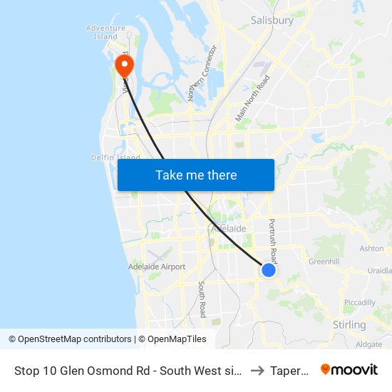 Stop 10 Glen Osmond Rd - South West side to Taperoo map