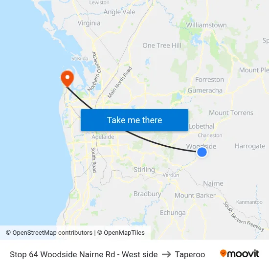 Stop 64 Woodside Nairne Rd - West side to Taperoo map
