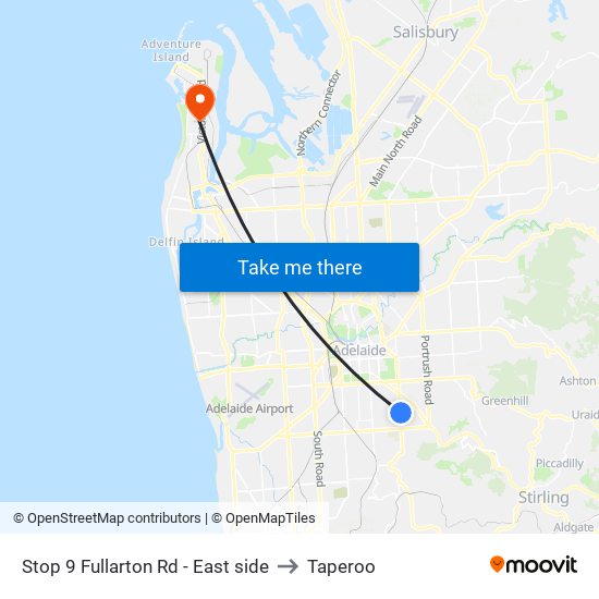 Stop 9 Fullarton Rd - East side to Taperoo map