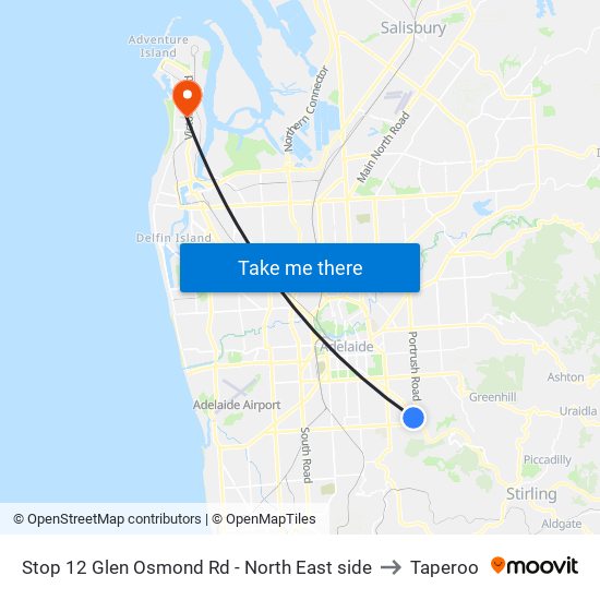 Stop 12 Glen Osmond Rd - North East side to Taperoo map