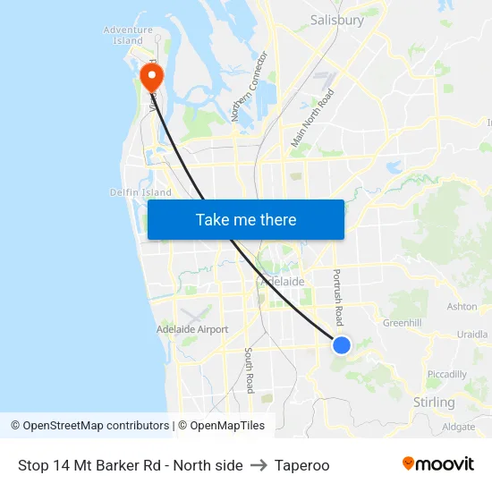 Stop 14 Mt Barker Rd - North side to Taperoo map
