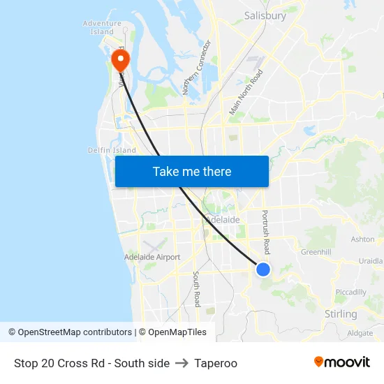 Stop 20 Cross Rd - South side to Taperoo map