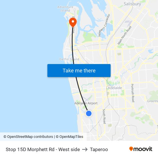 Stop 15D Morphett Rd - West side to Taperoo map
