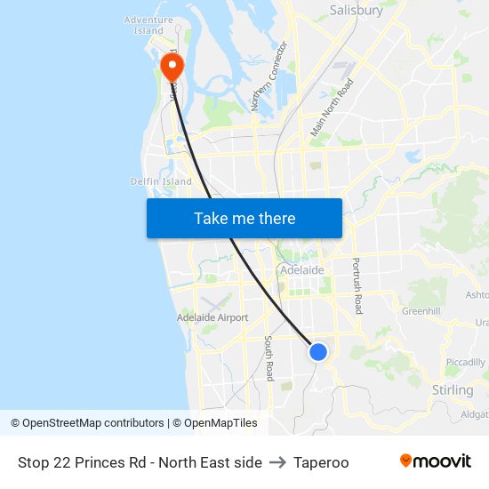 Stop 22 Princes Rd - North East side to Taperoo map