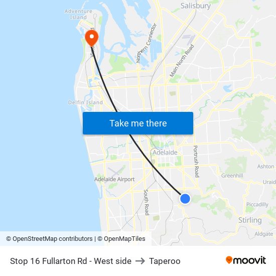 Stop 16 Fullarton Rd - West side to Taperoo map