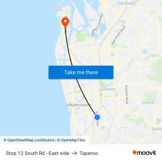 Stop 12 South Rd - East side to Taperoo map