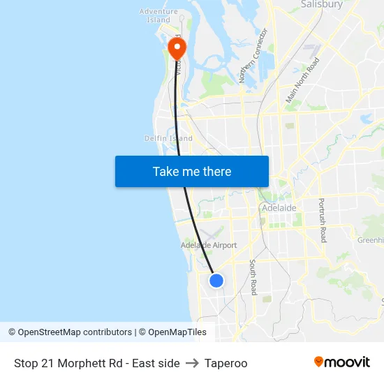 Stop 21 Morphett Rd - East side to Taperoo map