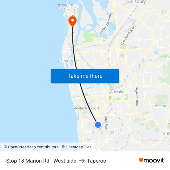 Stop 18 Marion Rd - West side to Taperoo map