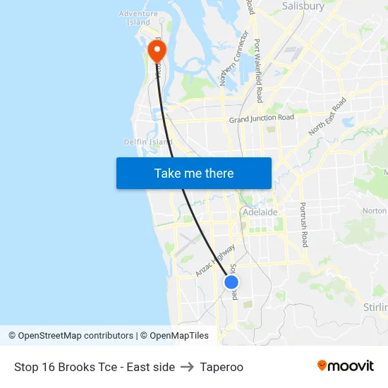 Stop 16 Brooks Tce - East side to Taperoo map