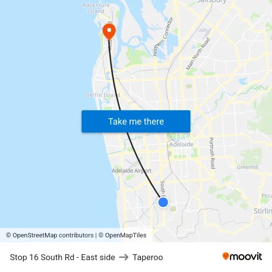 Stop 16 South Rd - East side to Taperoo map