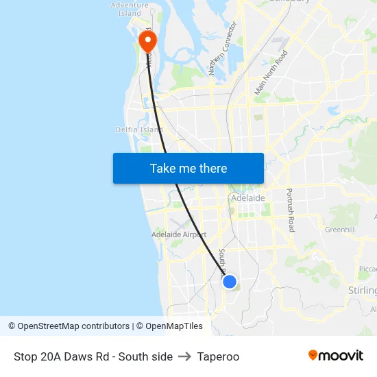 Stop 20A Daws Rd - South side to Taperoo map