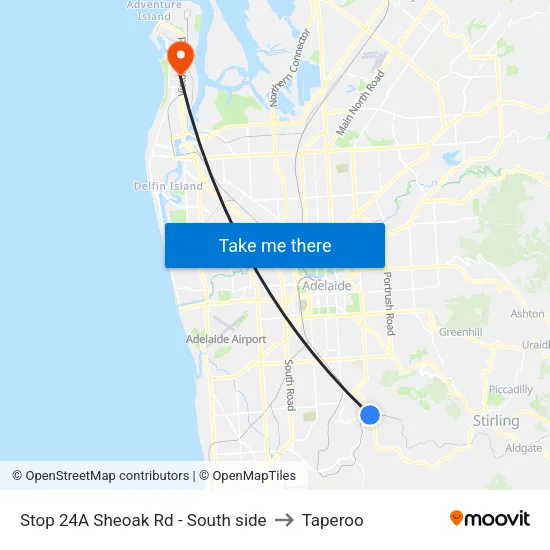 Stop 24A Sheoak Rd - South side to Taperoo map