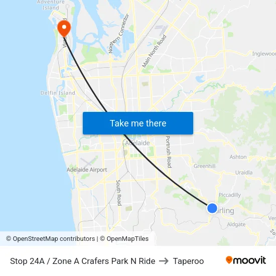 Stop 24A / Zone A Crafers Park N Ride to Taperoo map