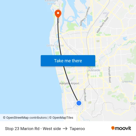 Stop 23 Marion Rd - West side to Taperoo map