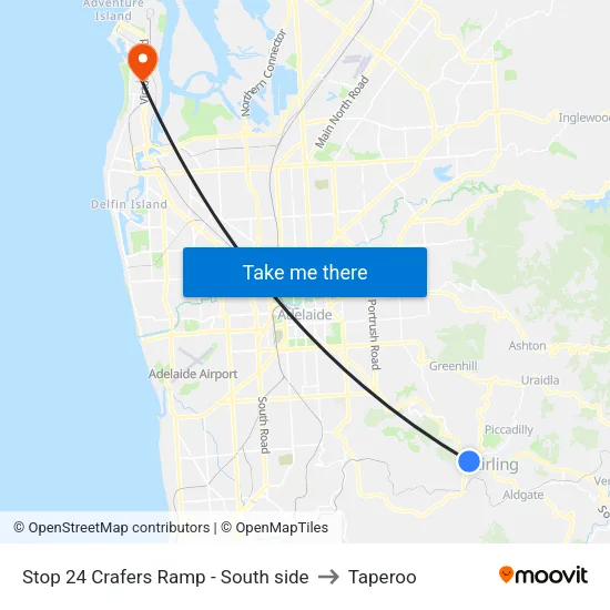 Stop 24 Crafers Ramp - South side to Taperoo map