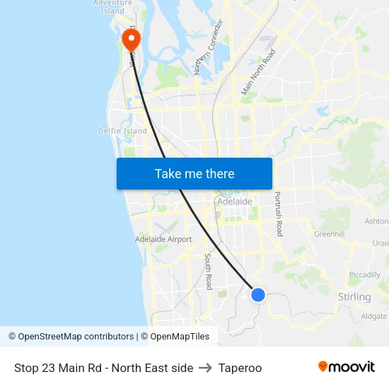 Stop 23 Main Rd - North East side to Taperoo map