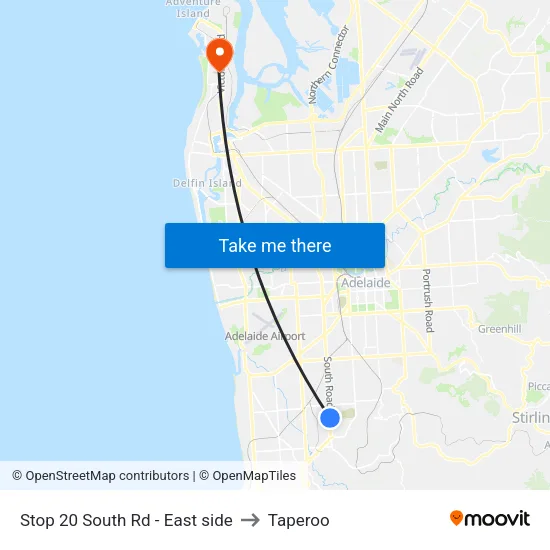 Stop 20 South Rd - East side to Taperoo map