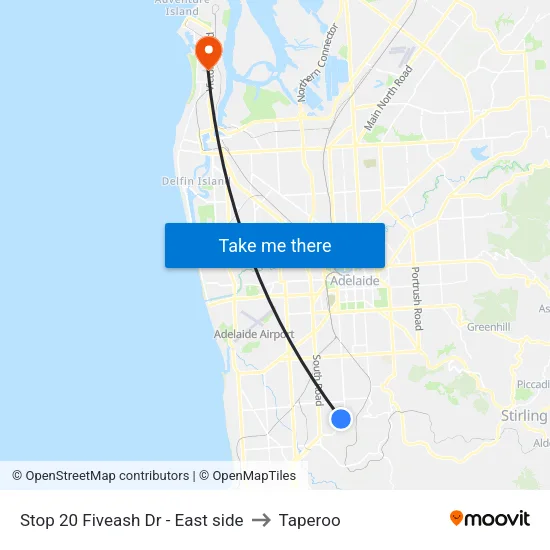 Stop 20 Fiveash Dr - East side to Taperoo map