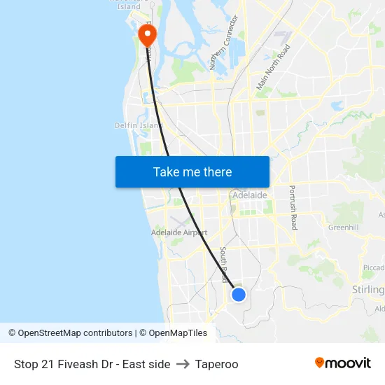 Stop 21 Fiveash Dr - East side to Taperoo map