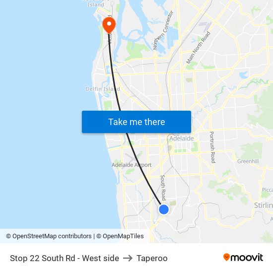 Stop 22 South Rd - West side to Taperoo map