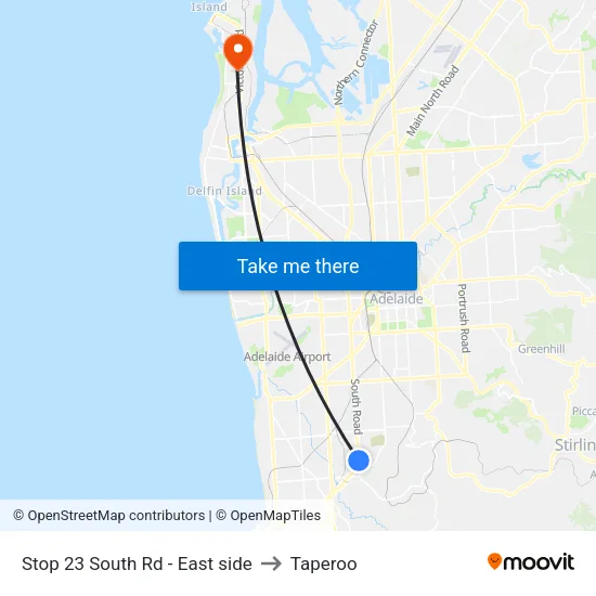Stop 23 South Rd - East side to Taperoo map