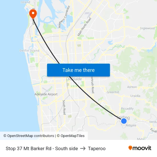 Stop 37 Mt Barker Rd - South side to Taperoo map