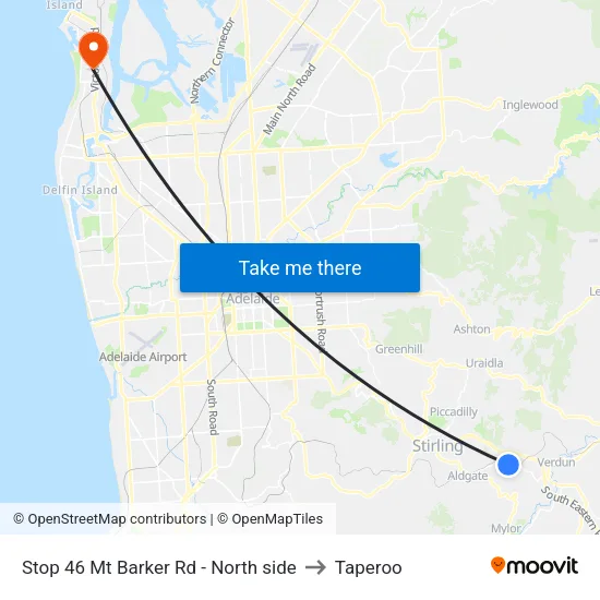 Stop 46 Mt Barker Rd - North side to Taperoo map
