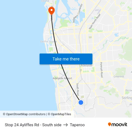 Stop 24 Ayliffes Rd - South side to Taperoo map