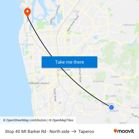 Stop 40 Mt Barker Rd - North side to Taperoo map