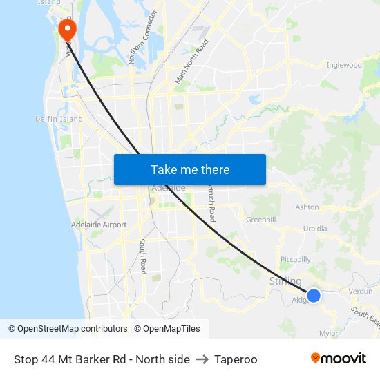 Stop 44 Mt Barker Rd - North side to Taperoo map