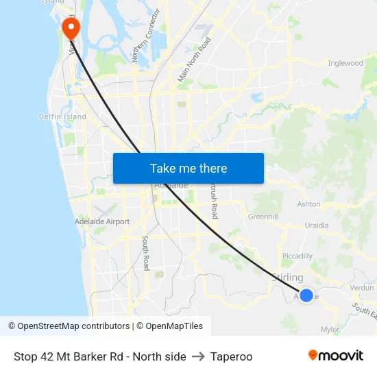 Stop 42 Mt Barker Rd - North side to Taperoo map
