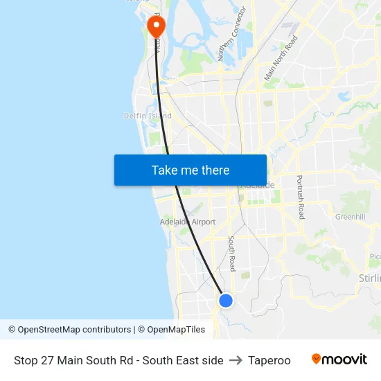 Stop 27 Main South Rd - South East side to Taperoo map