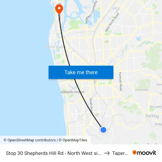 Stop 30 Shepherds Hill Rd - North West side to Taperoo map