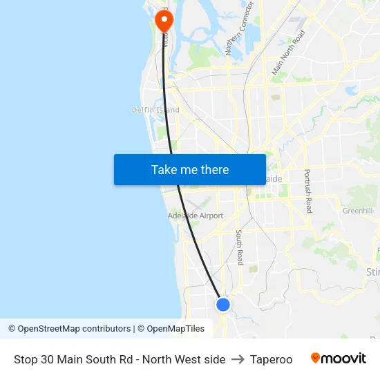 Stop 30 Main South Rd - North West side to Taperoo map