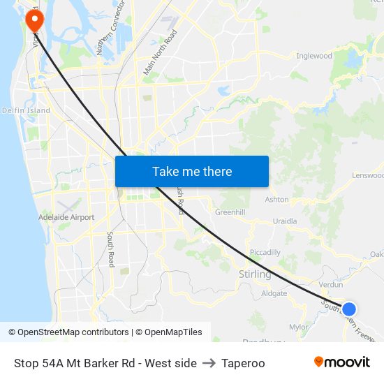 Stop 54A Mt Barker Rd - West side to Taperoo map