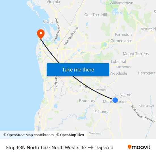 Stop 63N North Tce - North West side to Taperoo map