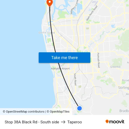 Stop 38A Black Rd - South side to Taperoo map